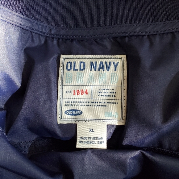 OLD NAVY WINDBREAKER JACKET NAVY W/ RAINBOW ZIPPER - Picture 2 of 5